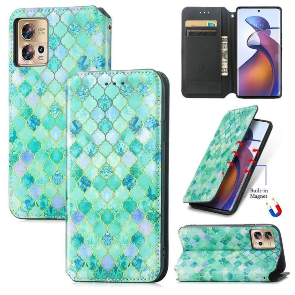 Jade & Mint Moroccan Tile Flip Cover Case for Google Pixel 7a Wallet